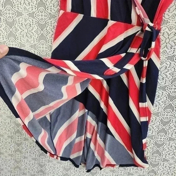 Express Striped Wrap High Low Stretched  Mini Tank Dress L - Picture 3 of 8